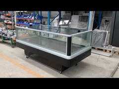 Süpermarket kutu dondurucusu, üstten kaydırılabilir cam kapısı ve gösteri için ultra büyük cam penceresi ile