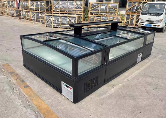 Kavisli Sürgülü Cam Üst Ada Dondurucu Otomatik Defrost 1050 Litre