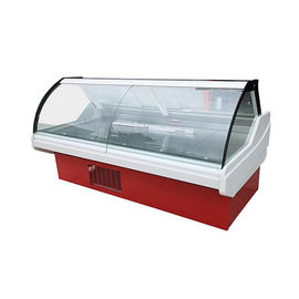 Süpermarket Deli Soğutucu Vitrin Soğutmalı Kavisli Cam Panelli Tezgah Üstü Servis