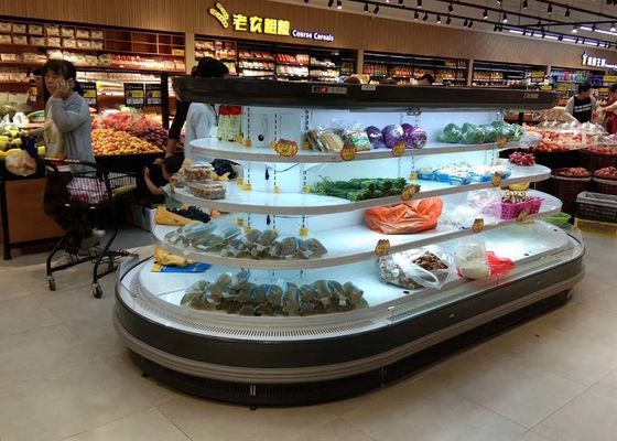 Yarı Dikey Oval Ada Açık Teşhir Soğutucu Multideck