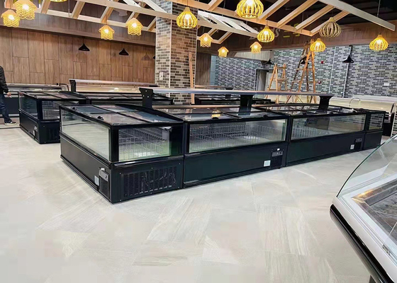 Dört Taraflı Yatay Cam Kombine Ada Dondurucu Statik Soğutma R290