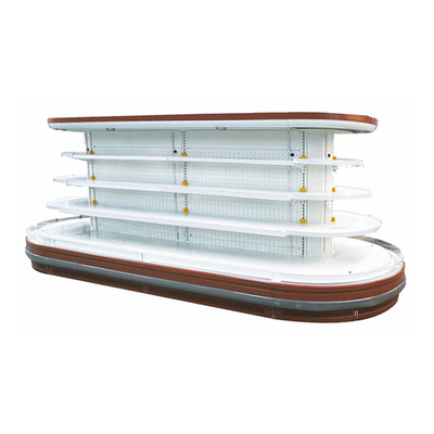 Parlak LED Işıklı Oval Ada Çok Katlı Açık Vitrin Chiller