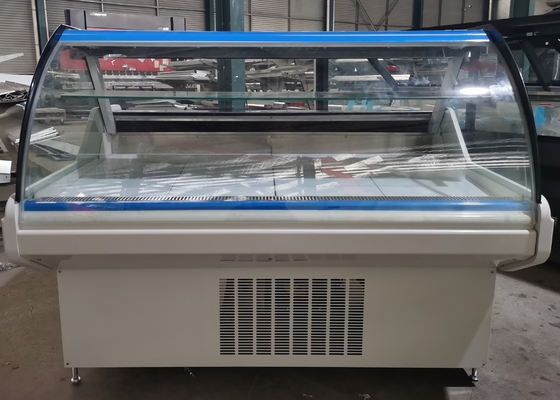 Taze Et için Orta Ortam Cam Raflı Yatay Kasap Soğutmalı Teşhir Dolabı